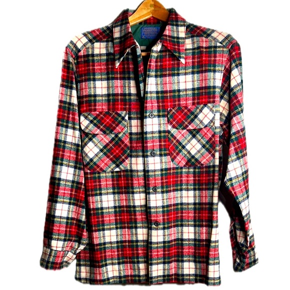 Vintage Pendleton Loop Collar Tartan Virgin Wool Plaid Board Shirt 50’s | 60’s - Picture 1 of 15